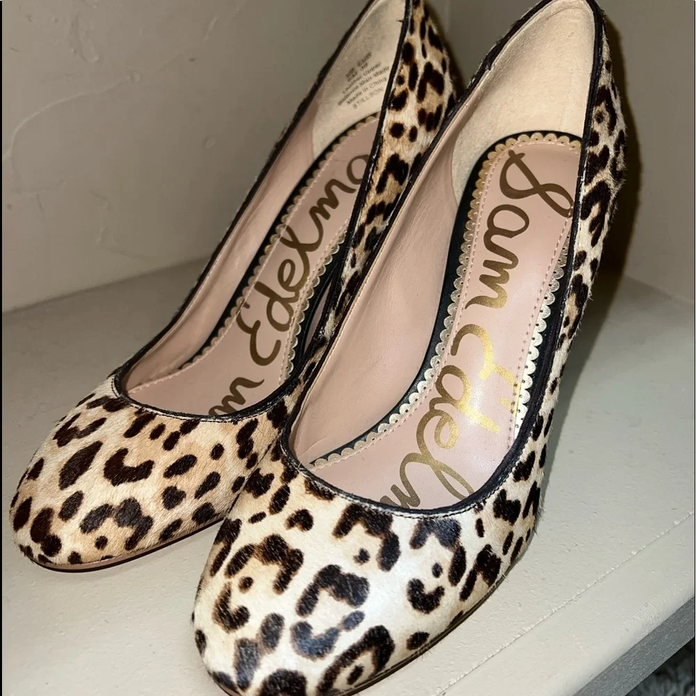 NEW Sam Edelman Leopard Print Heels - Picture 1 of 8